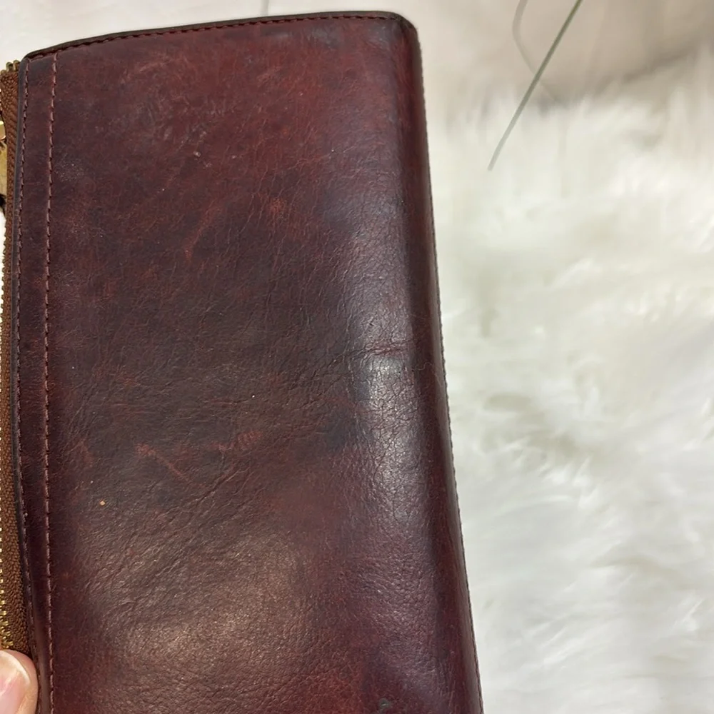 Margot leather Wallet brown red gold zipper